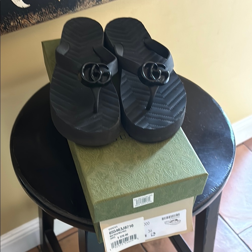 Gucci Black Logo Slide Sandals